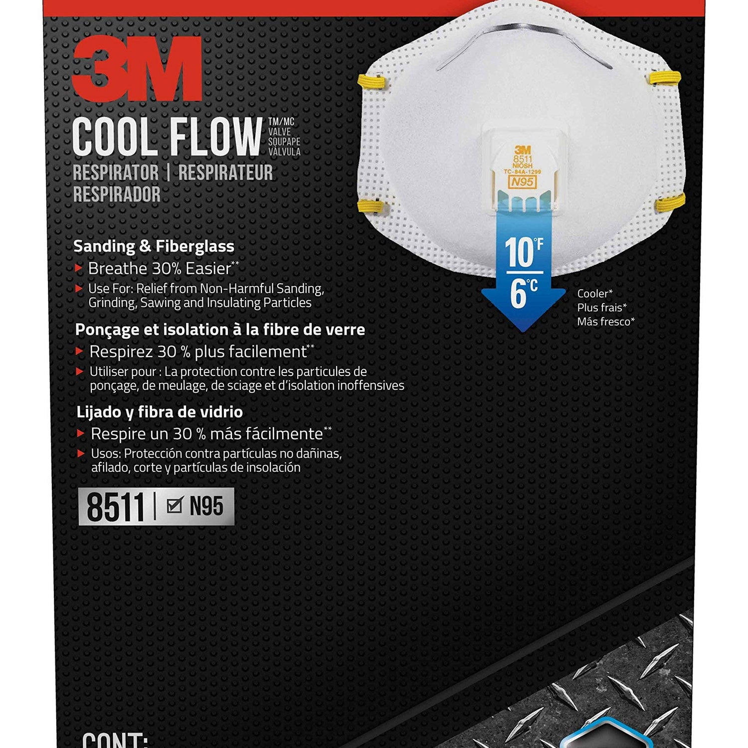 3M All-In-One Respirator, Best for Sanding, Fiberglass, Drywall, Painting, N95, Exhalation Valve Helps Direct Exhaled Air Downward, Relief From Dusts 3M Safety
