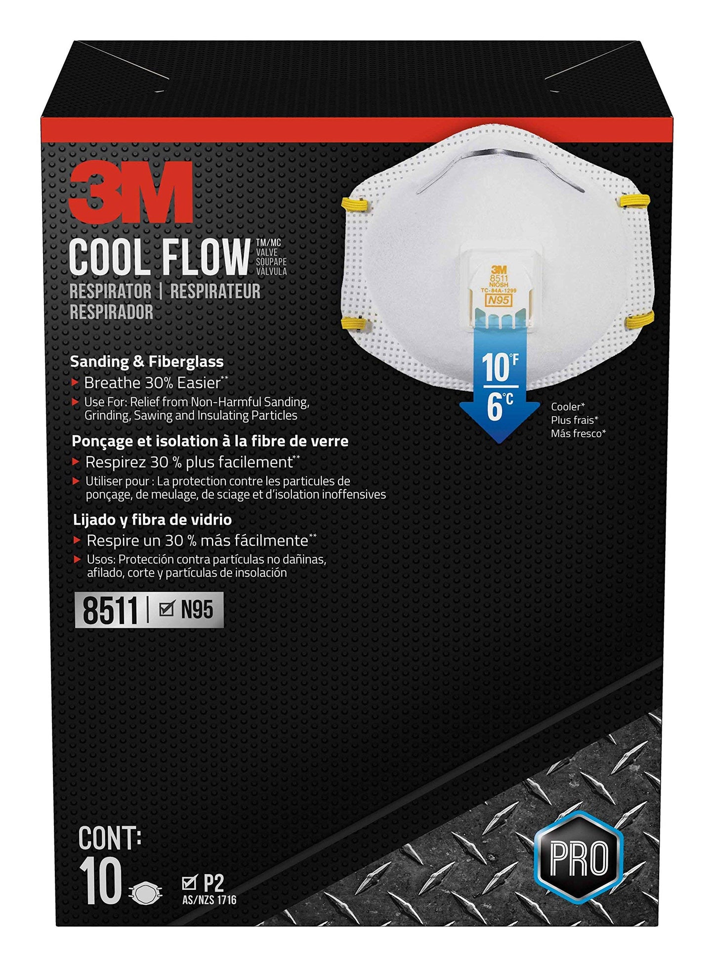 3M All-In-One Respirator, Best for Sanding, Fiberglass, Drywall, Painting, N95, Exhalation Valve Helps Direct Exhaled Air Downward, Relief From Dusts