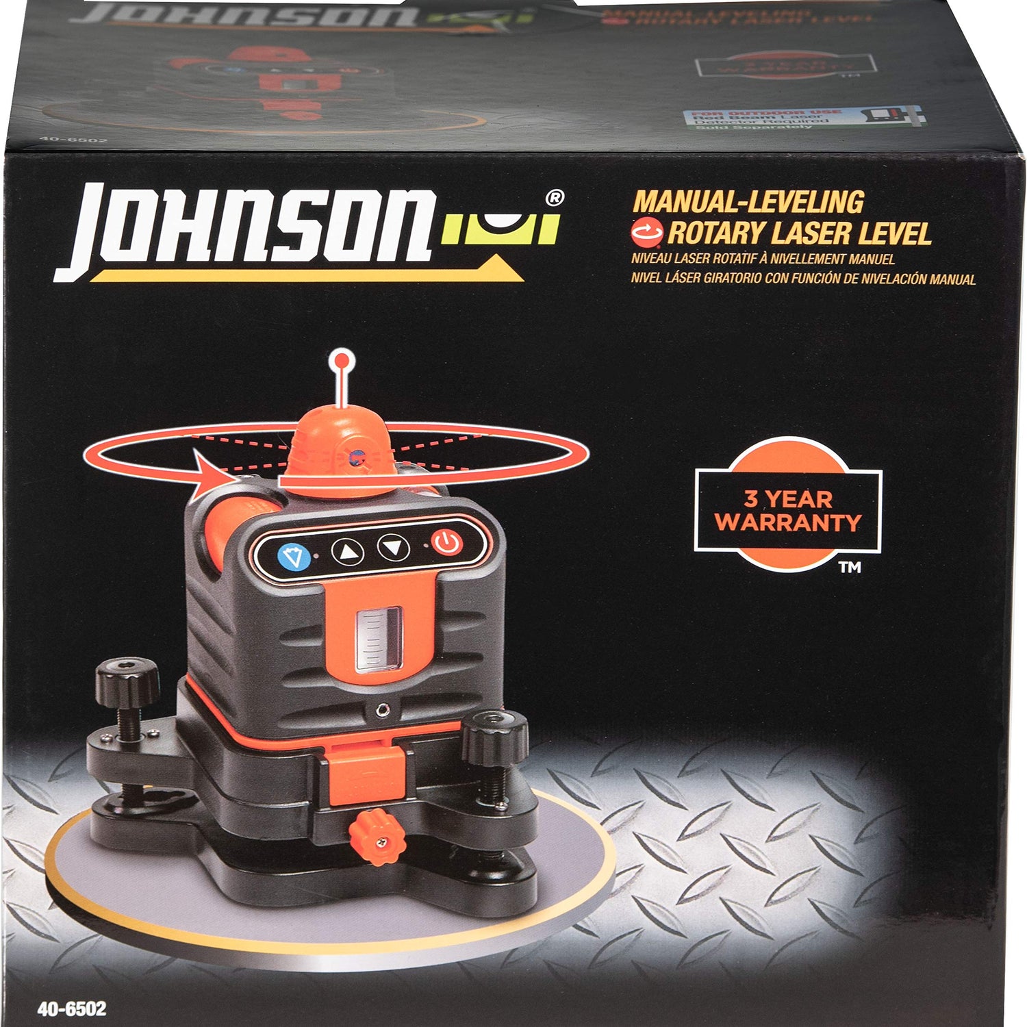 Johnson Level & Tool 40-6502 Manual-Leveling Rotary Laser, Red, 1 Laser, Large Johnson