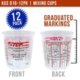 Custom Shop - Pack of 12 Each - 16 Ounce Paint Mixing Cups - 1 Pint - Cups Have calibrated Mixing ratios on Side of Cup Custom Shop