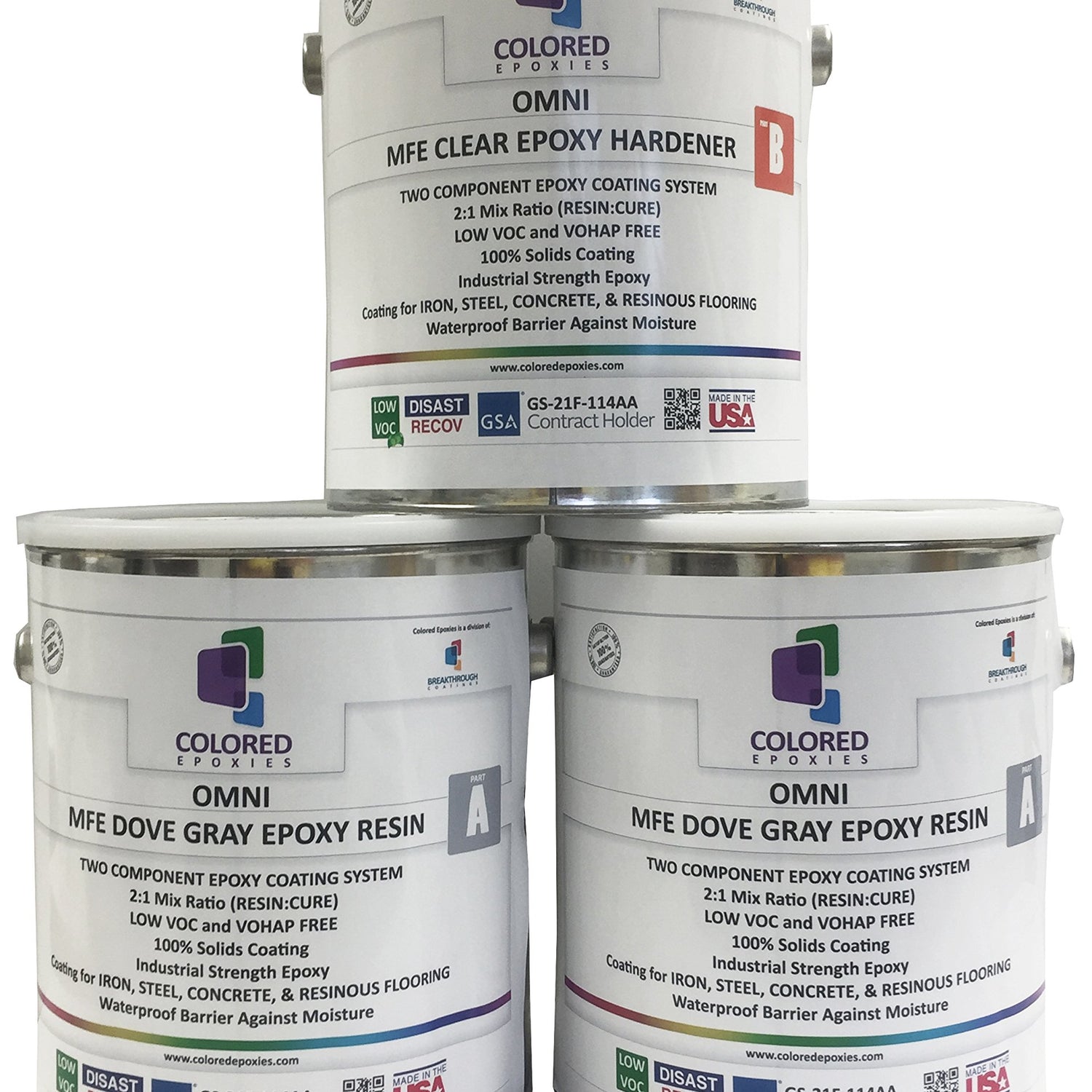 Coloredepoxies 10019 Light Gray Epoxy Resin Coating Made with Beautiful and Vibrant Pigments, 100% solids, For Garage Floors, Basements, Concrete and colored epoxies