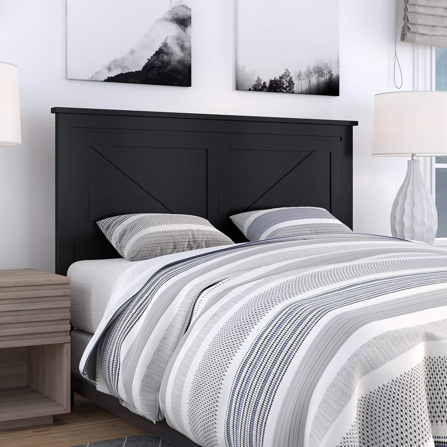 Glenwillow Home Rustic Black Wood Panel Headboard - Full Size - WoodArtSupply