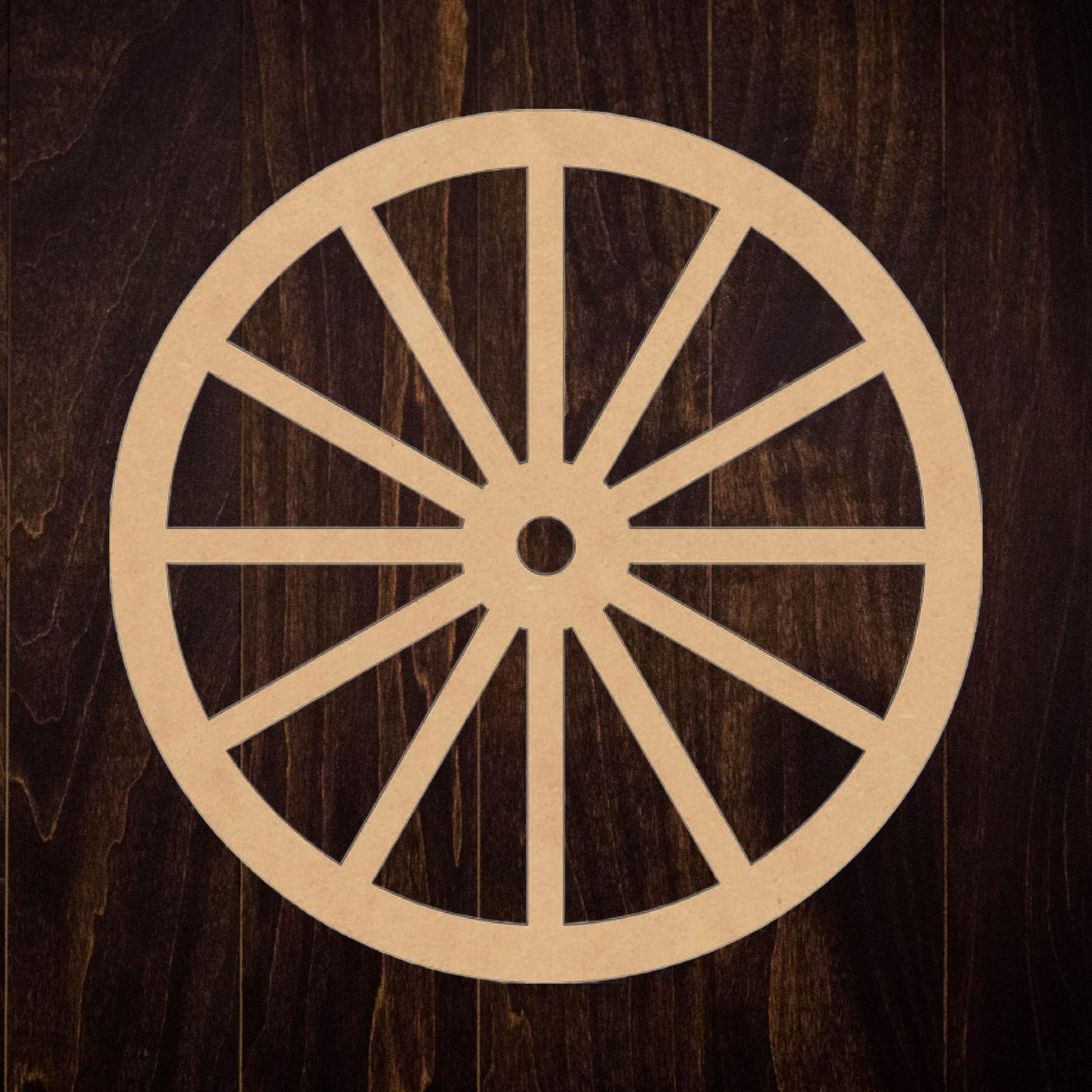 Wooden Wagon Wheel 8'' Cutout, Unfinished Wood Western Craft Shape, Spoked Wheel MDF Blank - WoodArtSupply