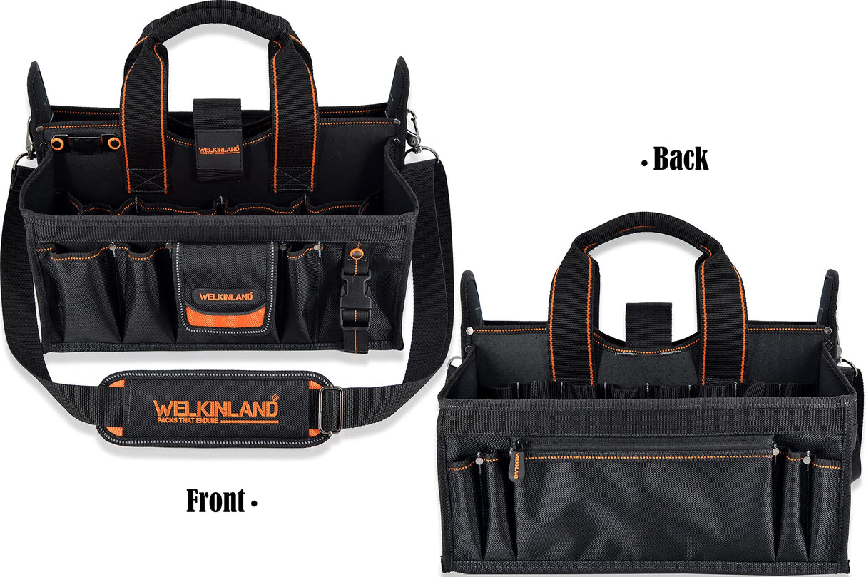 19-POCKETS Tool tote, Tool bag organizer, Electrician tool bag, HVAC tool bag, Tool caddy, Tool bags for electricians, Tool tote bag w/socket WELKINLAND