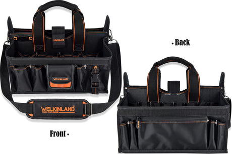 19-POCKETS Tool tote, Tool bag organizer, Electrician tool bag, HVAC tool bag, Tool caddy, Tool bags for electricians, Tool tote bag w/socket WELKINLAND