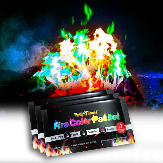 Party Flames Fire Color Changing Packets (4 Pack) - Fire Pit, Campfires, Bonfire, Outdoor Fireplaces - Magic Colorful Cosmic Flame Powder - Perfect - WoodArtSupply