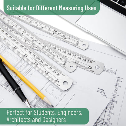 Mr. Pen Steel Rulers, 6, 8, 12, 14 inch Metal Rulers, Pack of 4 - WoodArtSupply