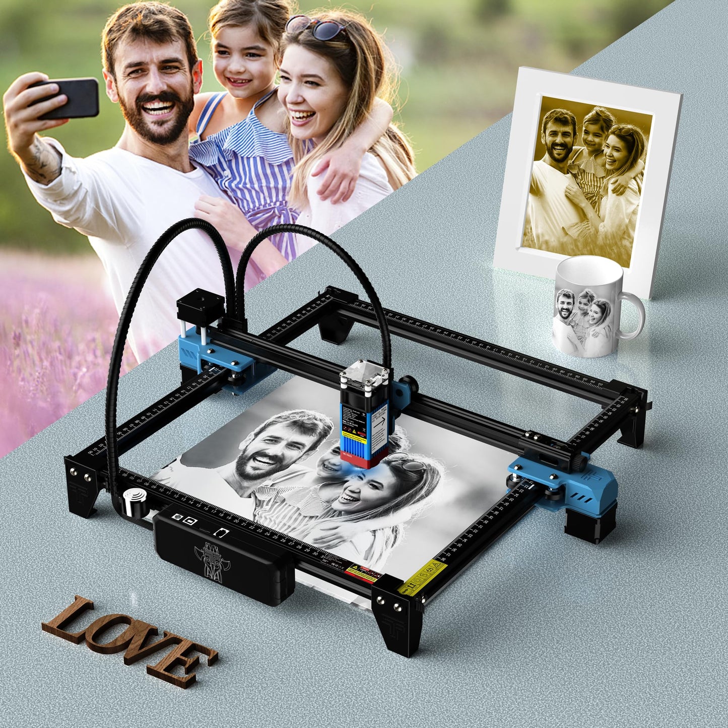 Twotrees TTS55 Pro Laser Engraver 40W Laser Engraving Machine 32 Bit Motherboard, for Cut Plywood Wood Engrave Aluminum, Laser Power: 5.5W, Engraving - WoodArtSupply