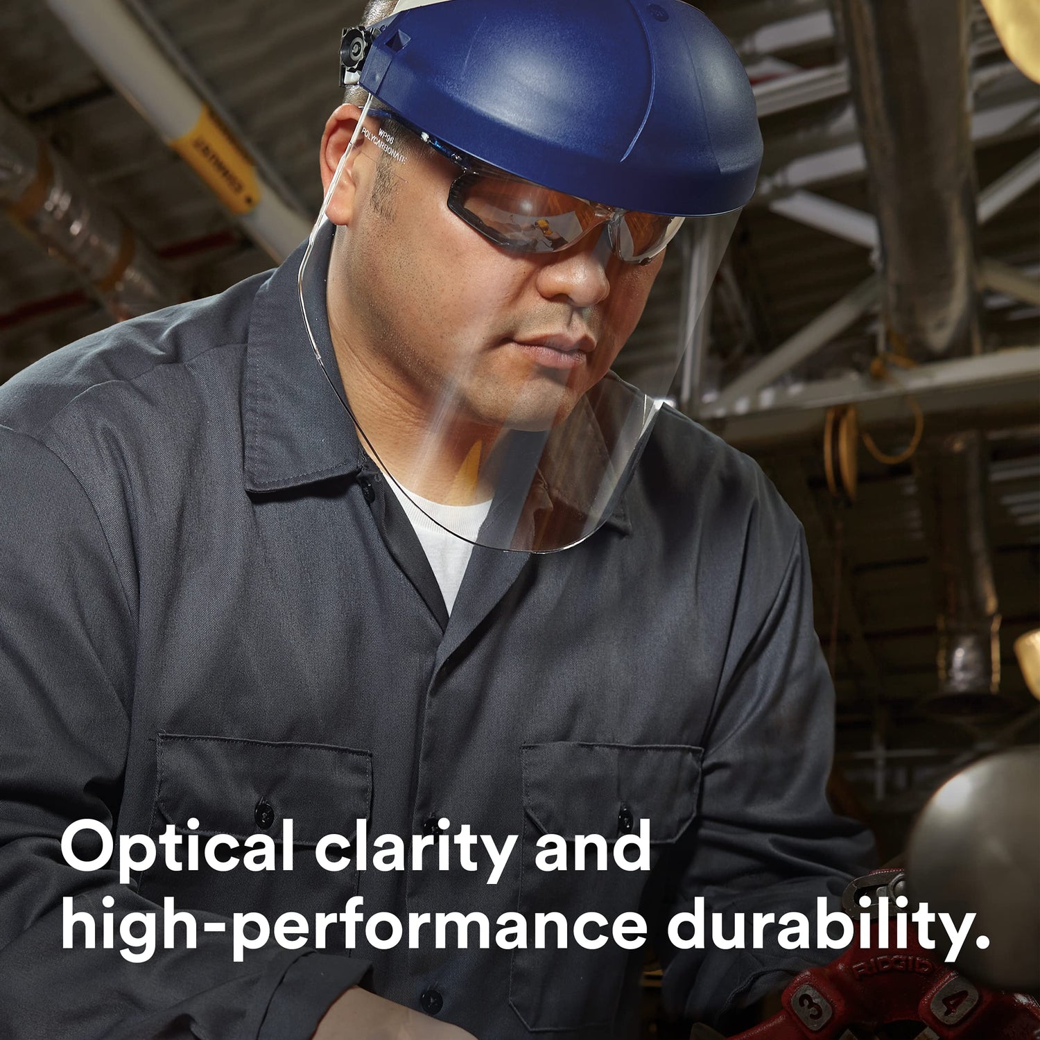 3M H8A Ratchet Headgear and Visor Combination with 3M WP96 Clear Polycarbonate Faceshield, Complete Headgear and Face Shield Safety System, ANSI Z87, 3M Personal Protective Equipment