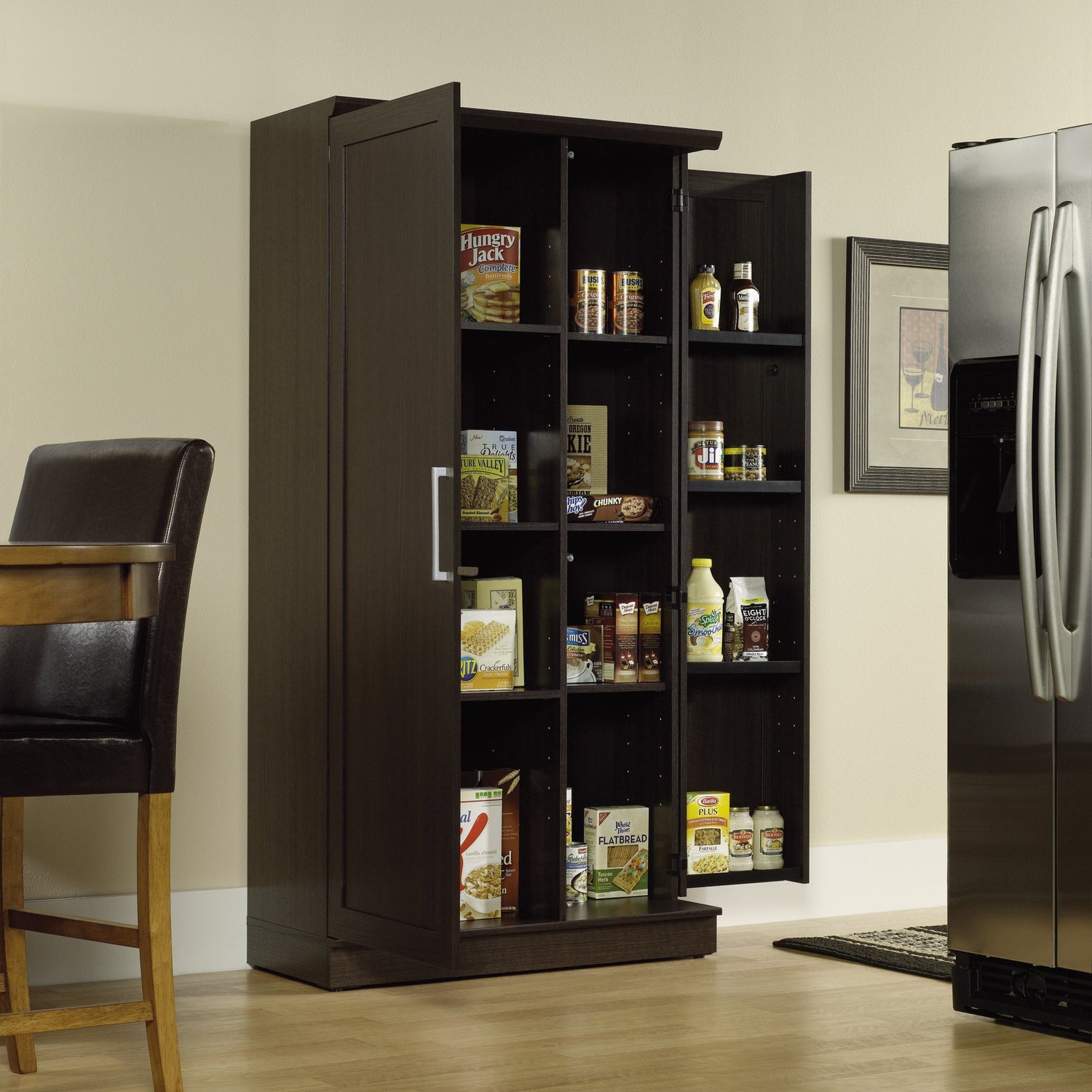 Sauder HomePlus Storage Pantry cabinets, L: 35.35" x W: 17.01" x H: 71.18", Dakota Oak finish Sauder