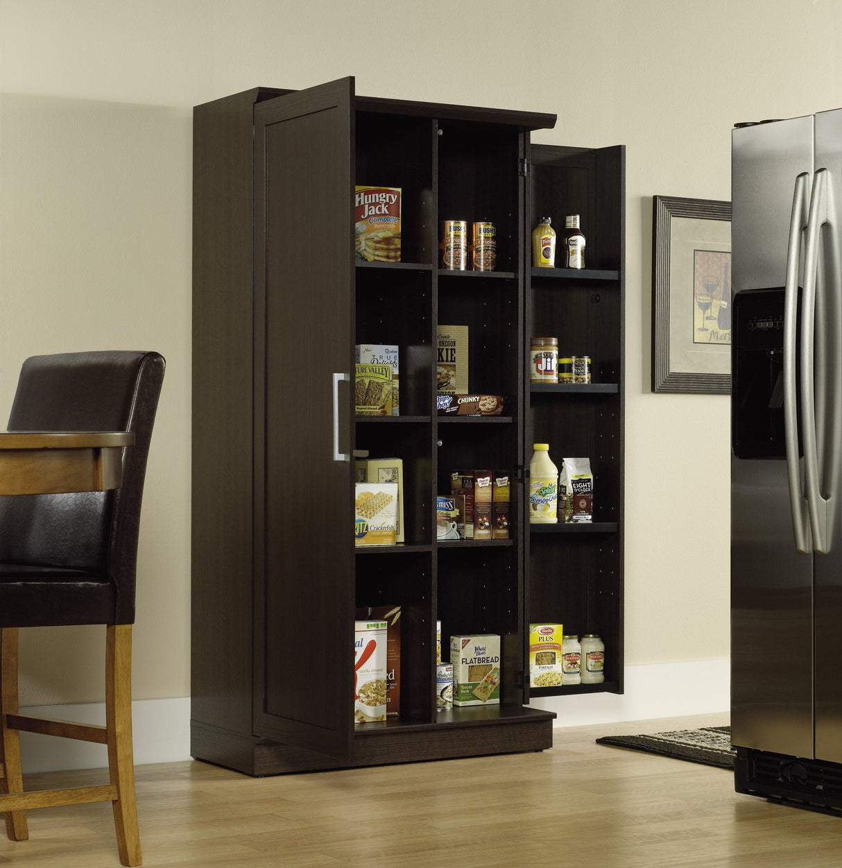 Sauder HomePlus Storage Pantry cabinets, L: 35.35" x W: 17.01" x H: 71.18", Dakota Oak finish Sauder