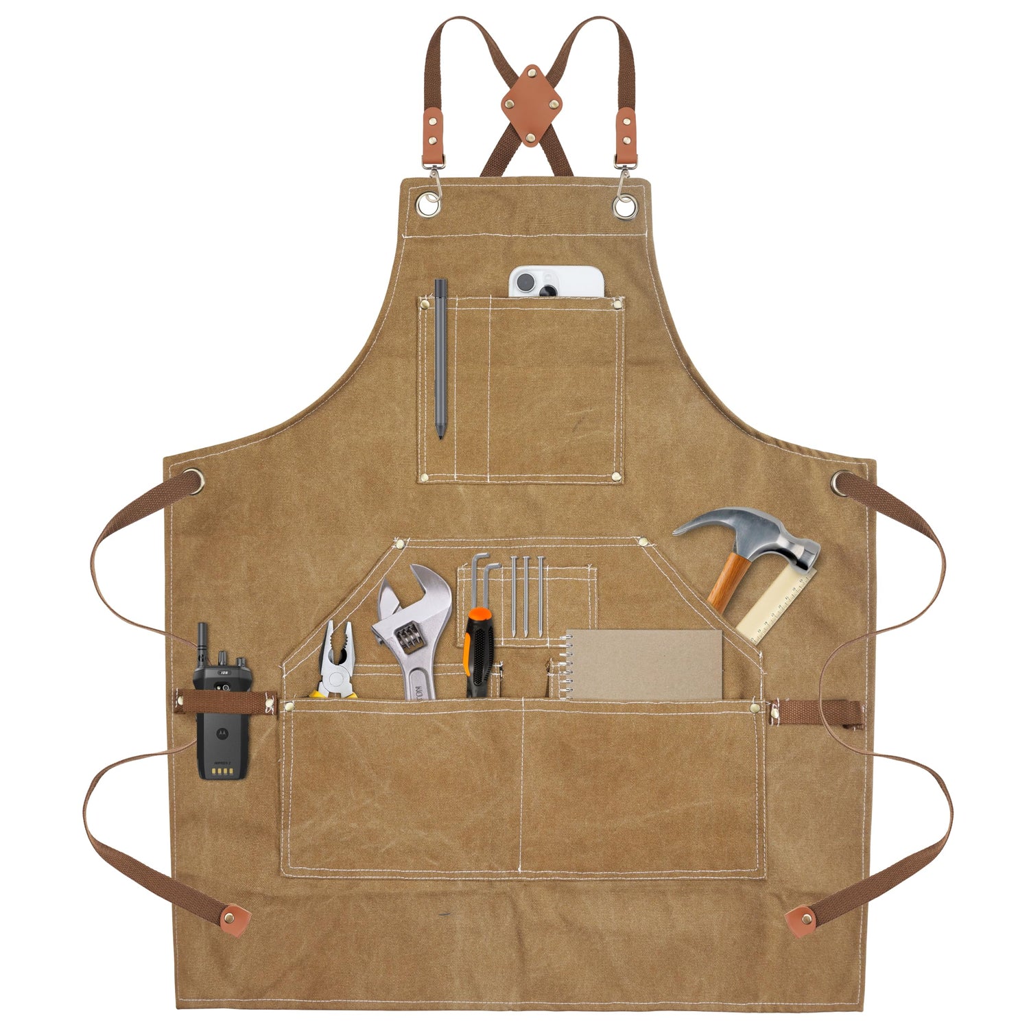 Yxiang Woodworking Apron for Men,Work Apron with 11 Tool Pockets Heavy Duty Waxed Canvas Workshop Tool Aprons Yxiang