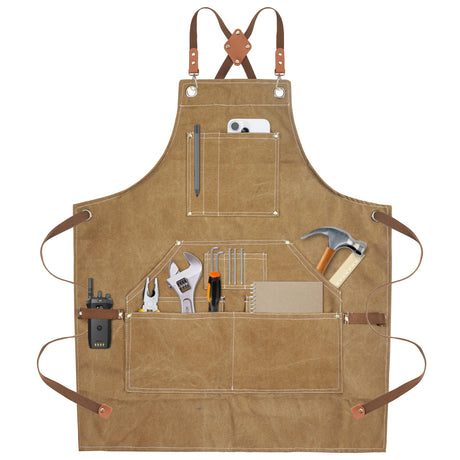 Yxiang Woodworking Apron for Men,Work Apron with 11 Tool Pockets Heavy Duty Waxed Canvas Workshop Tool Aprons Yxiang