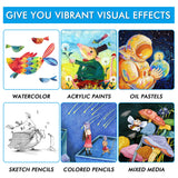 Shuttle Art 118 Piece Deluxe Art Set, Art Supplies in Wooden Case, Painting Drawing Art Kit with Acrylic Paint Pencils Oil Pastels Watercolor Cakes Shuttle Art