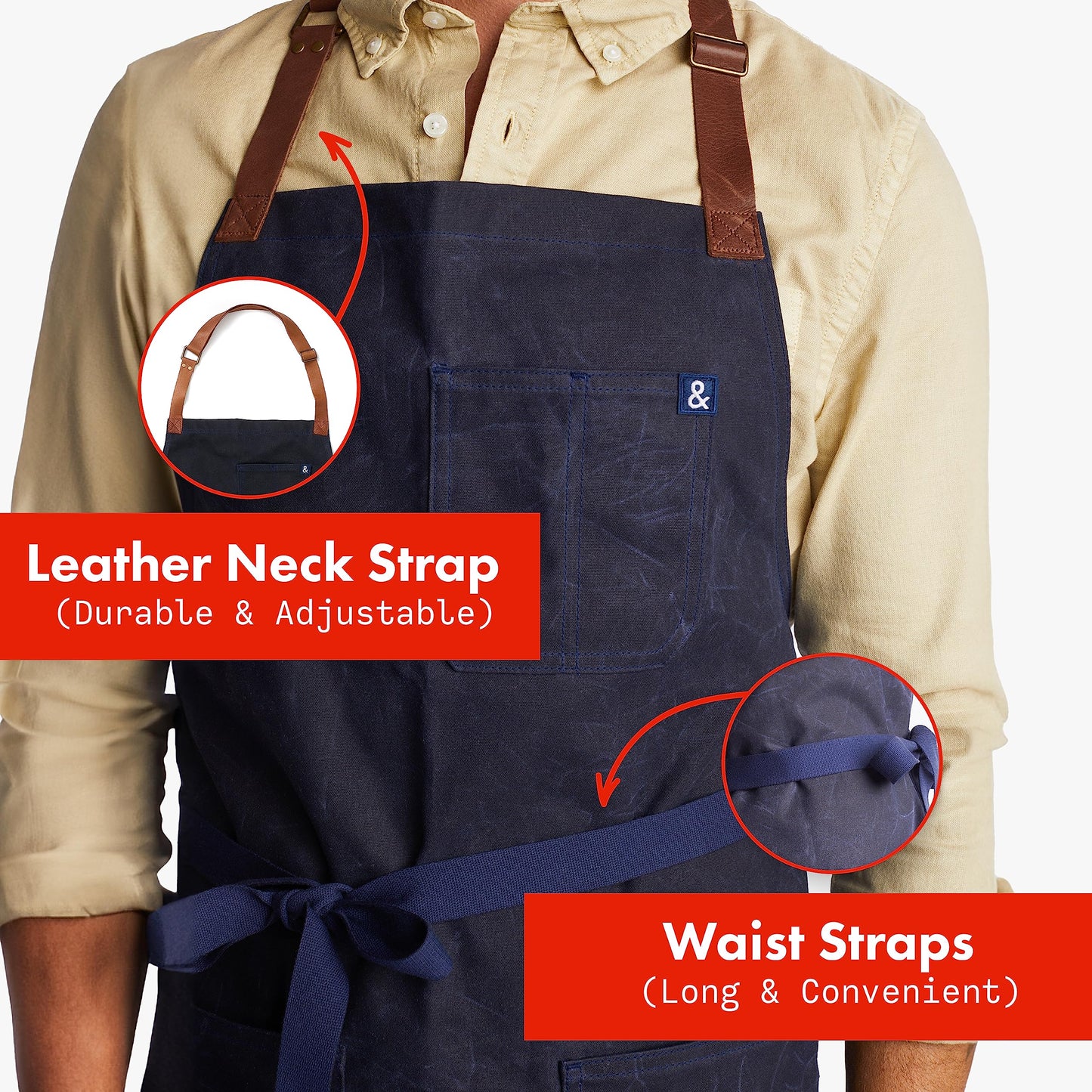 hedley & bennett Waxman Apron - 100% Cotton, Water Resistant, Heavy Duty Waxed Canvas Apron with Pockets & Adjustable Strap for Grilling, Baking, - WoodArtSupply