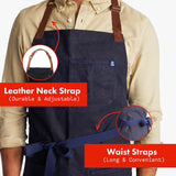 hedley & bennett Waxman Apron - 100% Cotton, Water Resistant, Heavy Duty Waxed Canvas Apron with Pockets & Adjustable Strap for Grilling, Baking, hedley & bennett