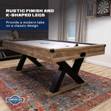 American Legend Kirkwood 84” Air Powered Hockey Table with Rustic Wood Finish, K-Shaped Legs and Modern Design American Legend