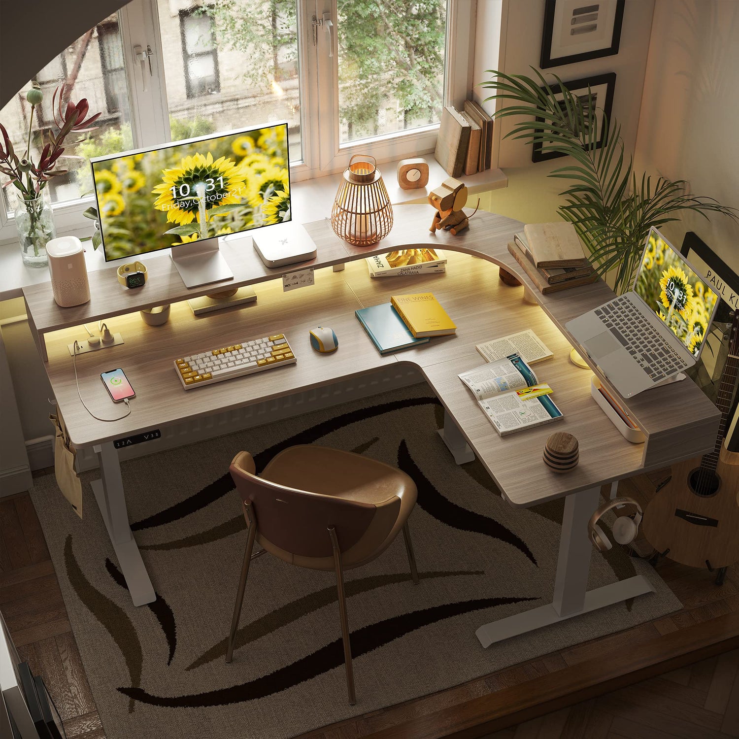 FEZIBO L Shaped Standing Desk FEZIBO