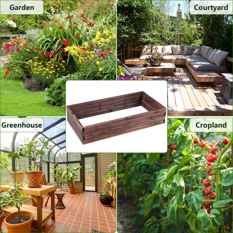 Giantex Raised Garden Bed, Wood Planter Box, Outdoor Planting Bed for Vegetable Flower, Rectangular Planter for Patio and Lawn 47''Lx24''Wx9''H, Giantex