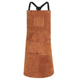 QeeLink Leather Welding Apron with 6 Pockets - Heat & Flame-Resistant Apron, 24'' X 42'', Adjustable M to XXXL QeeLink