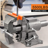 LMYYGOO Bench Vise, 5-inch Jaw Width 5-inch Jaw Opening, 360° Swivel Base, Multipurpose Heavy Duty Workbench Vise with Anvil &1 Pair Vise Jaw Pad, LMYYGOO
