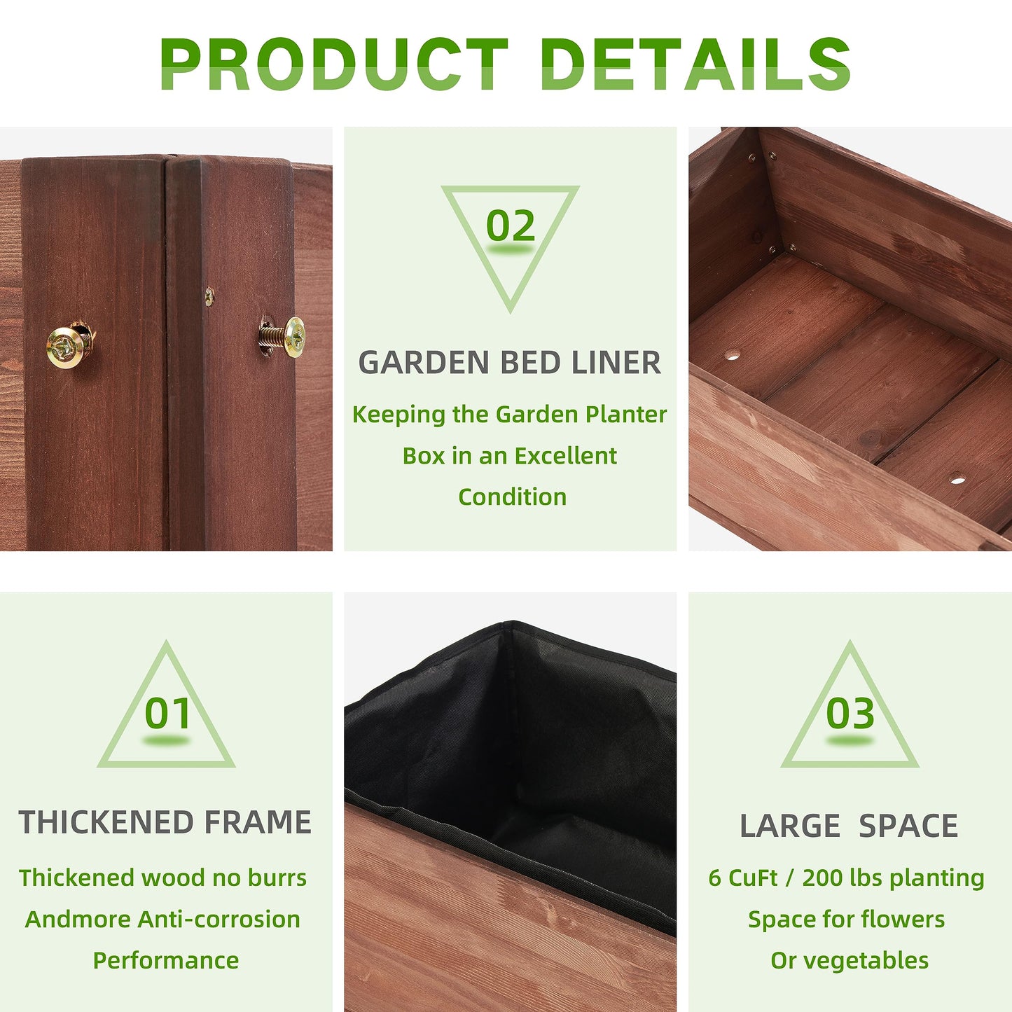 Raised Garden Bed with Legs (31x16x31''), Solid Wood Elevated Planter Box for Outdoor