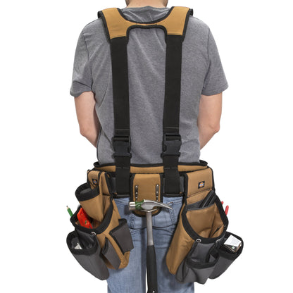 Dickies 4-Piece Carpenter's Rig, Padded Tool Belt Suspenders, Cooling Mesh, Tool Belt, Steel Buckle, Grey/Tan, 3.8 lb