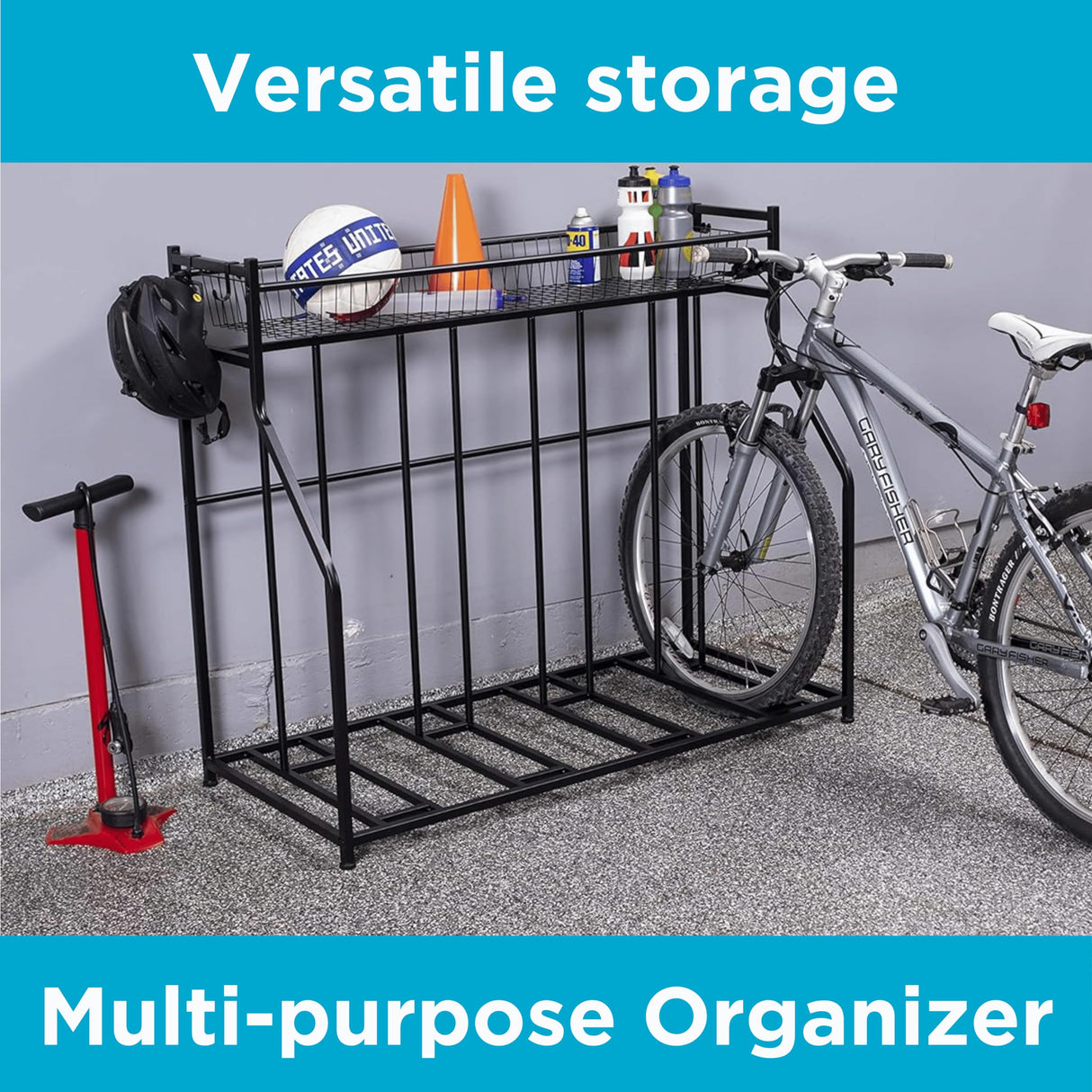 BIRDROCK HOME Garage Bike Storage & Stand | Holds 4 bicycles | Garage Organizer & Sports Storage Station | Black BIRDROCK HOME