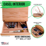 U.S. Art Supply Solid Solana Adjustable Wood Desk Table Easel with Storage Drawer, Paint Palette, Premium Beechwood - Portable Solid Wooden Artist US Art Supply