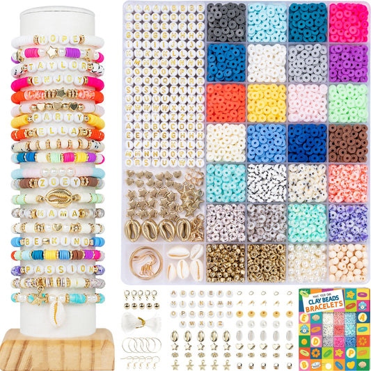 Deinduser 6000 Pcs Bracelet Making Kit for Beginner, Clay Beads for Preppy, Bracelets, Beads for Jewelry Making, Jewelry Making Kit, Teen Girl Gifts - WoodArtSupply