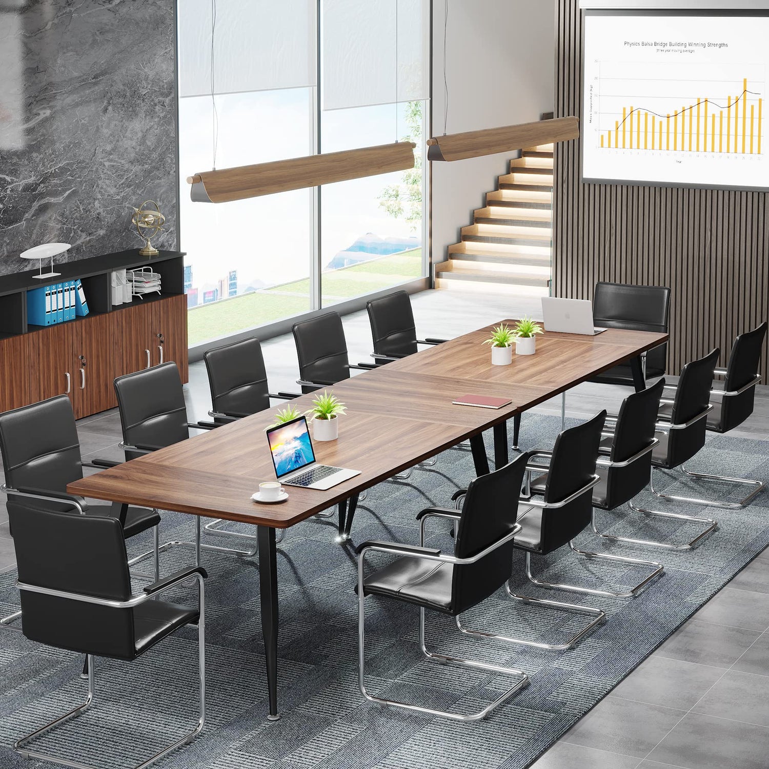 Tribesigns 6FT Conference Table, Rectangular Meeting Room Tables, Modern Industrial Seminar Table Boardroom Desk with Metal Legs for Office, 70.8’’ L Tribesigns