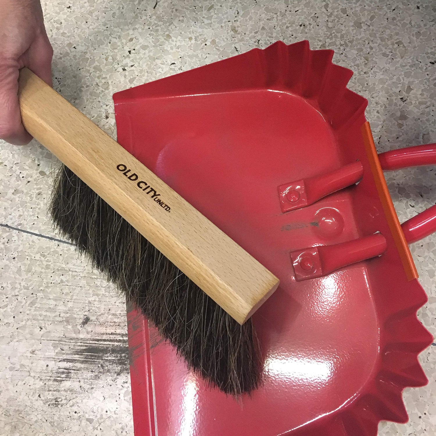 Dustpan Bench Woodworking Brush-USA 13 inch Horsehair Brushes are Used for Counter, Furniture, Drafting, Patio, Fireplace Cleaning, Shop Brush, Old City Unltd.