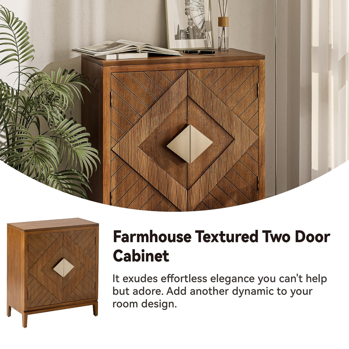 COZAYH Farmhouse Storage Cabinet Accent Sideboard Wood Buffet Cabinet with 2-Door for Living Room, Hallway, Bedroom, Dining Room COZAYH