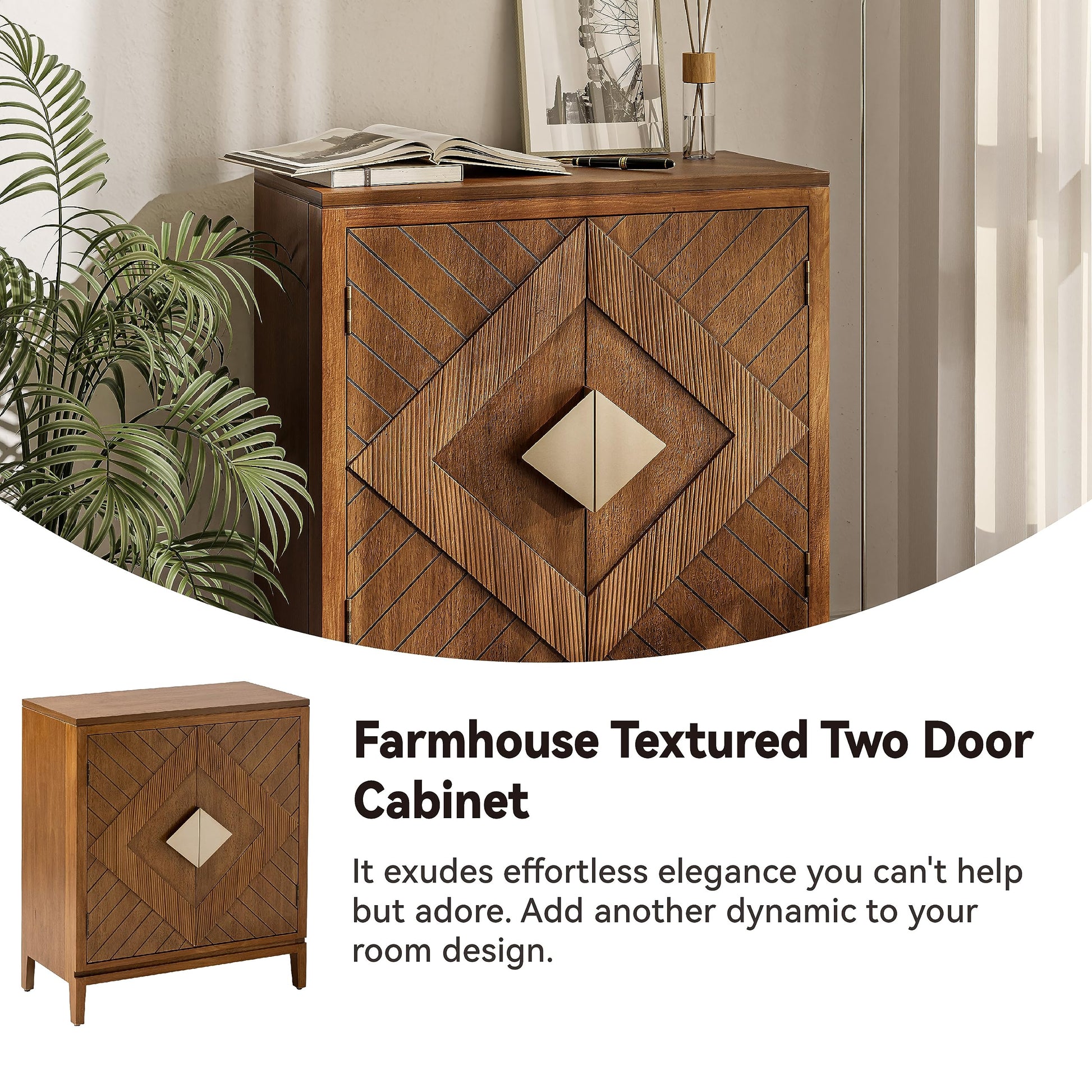 COZAYH Farmhouse Storage Cabinet Accent Sideboard Wood Buffet Cabinet with 2-Door for Living Room, Hallway, Bedroom, Dining Room - WoodArtSupply