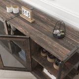 IDEALHOUSE TV Stand for 65+ Inch TV, Industrial Entertainment Center TV Media Console Table, Farmhouse TV Stand with Storage and Mesh Door, TV IDEALHOUSE