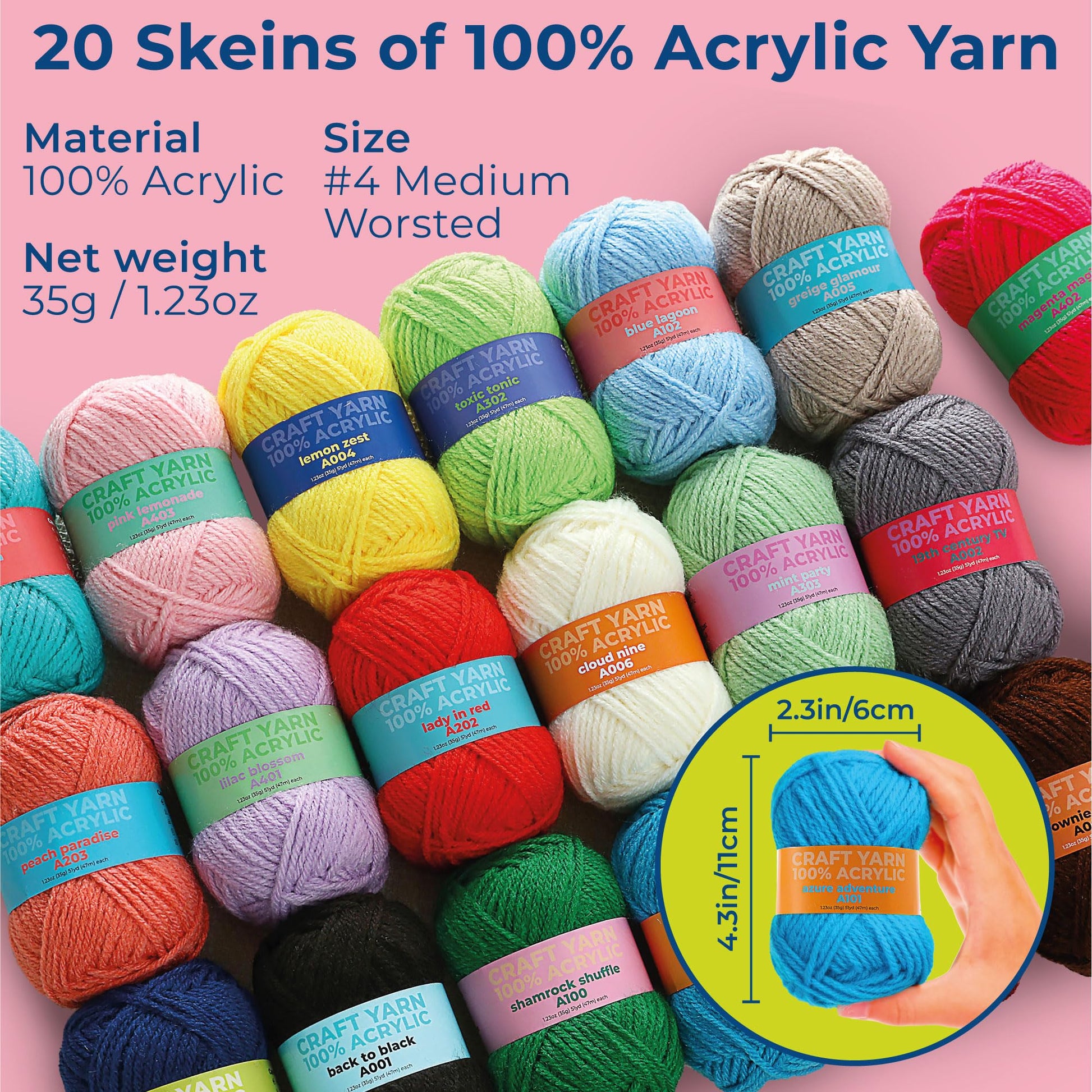 Cdrompy 65Pcs Crochet Kit,Crochet Kit for Beginners,Crochet Beginners Kit  with 8 Colors Crochet Yarn and Crocheting Accessories Set,Crochet Kit for