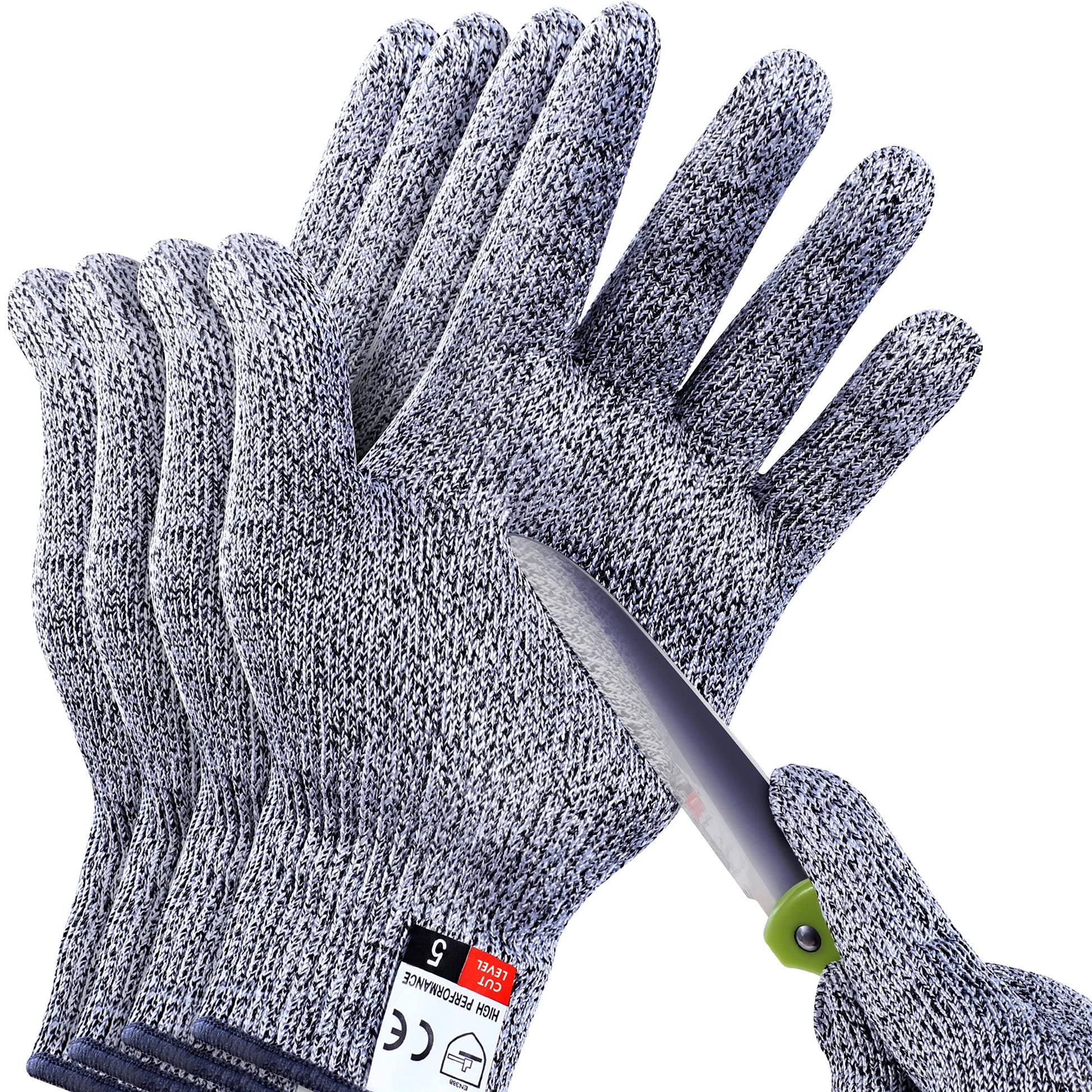 Schwer ANSI A9 Cut Resistant Gloves, Uncoated Food Grade Reliable Cutting Gloves, Mandoline Gloves for Kitchen Meat Cutting, Oyster Shucking, Fish