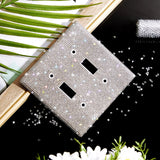 Shiny Rhinestones Wall Plate Cover Switch Cover Outlet Covers Wall Plate Cover Switch Cover Decorative Bling Switch Cover (Silver,2-Gang Toggle) Yookeer