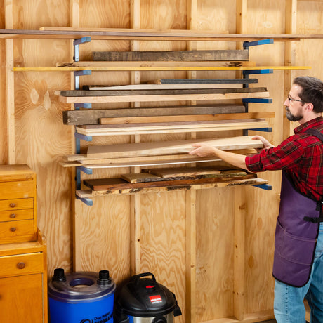 ROCKLER 6-Tier Lumber Storage Racks, Wall Mounting Shop, Basement, or Garage Organizer | Wall Storage Garage Shelf to Keep Lumber, Molding, & More - ROCKLER