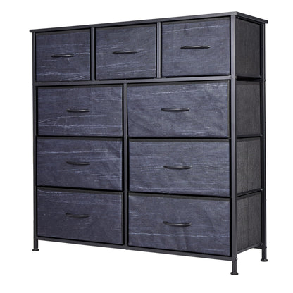 Tall Dresser for Bedroom with 9 Drawers, Storage Dresser Organizer Unit, Fabric Dresser for Bedroom, Closet, Chest of Drawers with Fabric Bins, Steel
