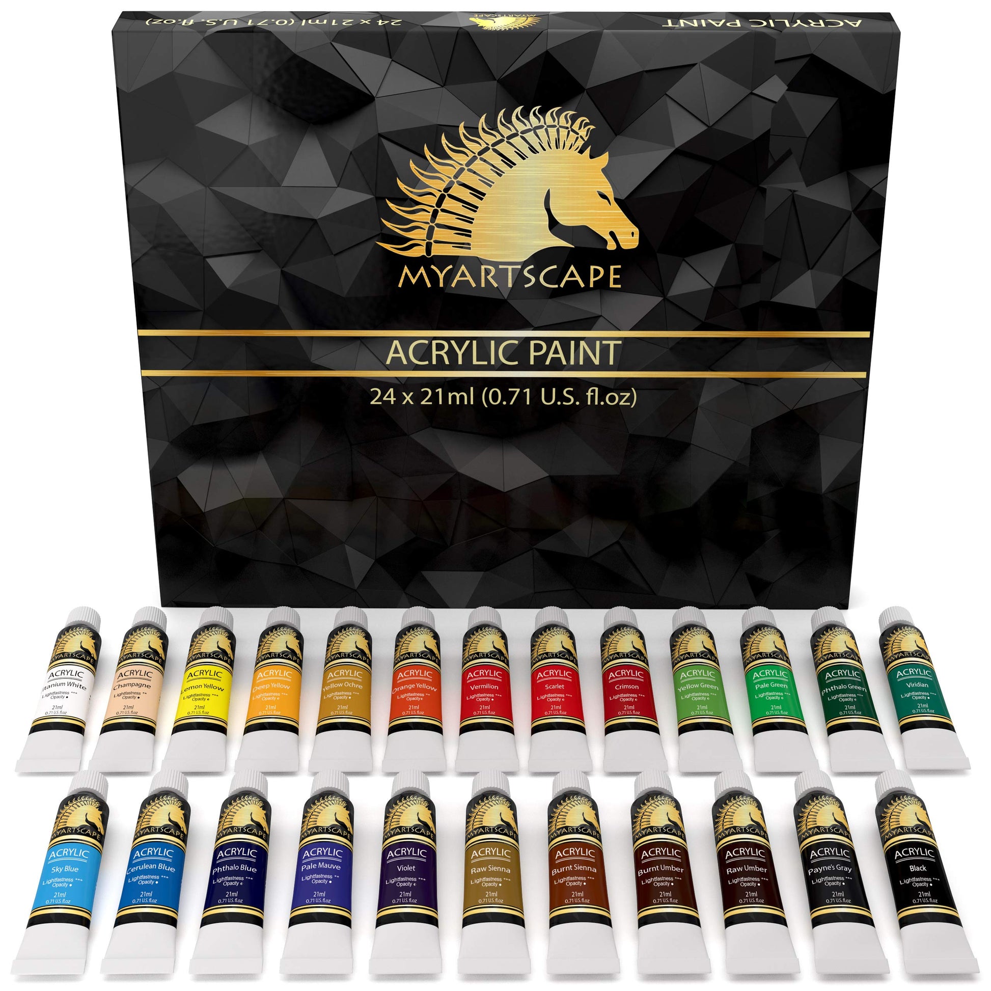 MyArtscape Acrylic Paint Set - 24 x 21ml Tubes - Lightfast - Heavy Body - WoodArtSupply