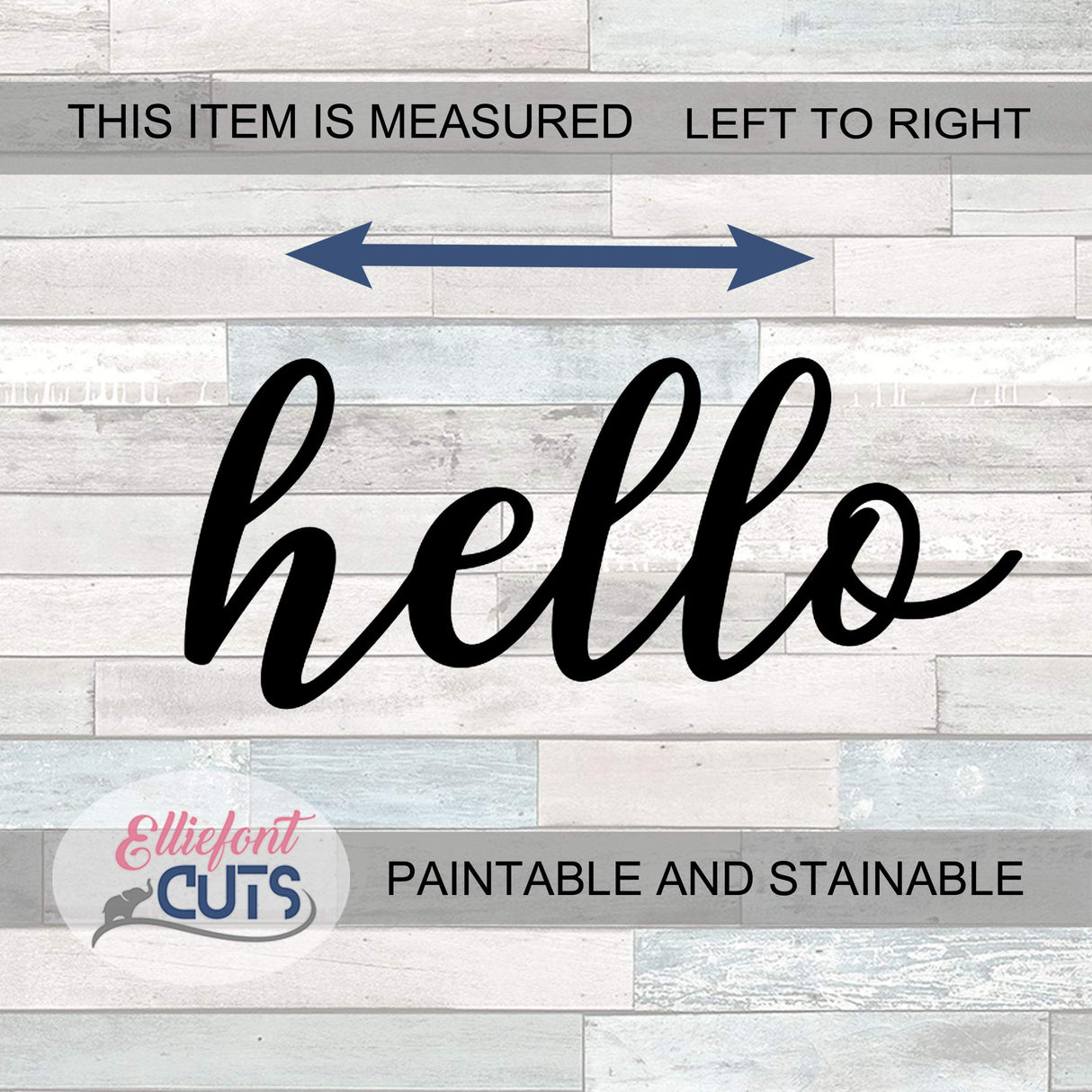 Hello Script Wood Cutouts for crafts, Laser Cut Wood Shapes 5mm thick Baltic Birch Wood, Multiple Sizes Available Elliefont Styles