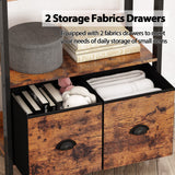 Furologee Adjustable 5-Tier Bookshelf with 2 Fabric Drawers - Industrial Wooden and Metal Storage Unit Furologee