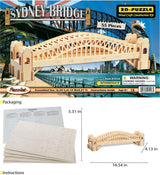 Puzzled 3D Puzzle Sydney Bridge Wood Craft Construction Model Kit, Fun and Educational DIY Wooden Toy Assemble Model Unfinished Crafting Hobby Puzzle Puzzled