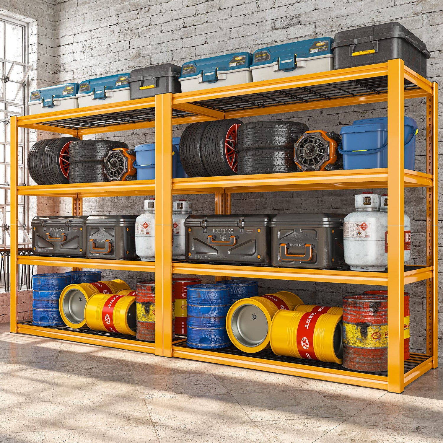 REIBII 40" W Garage Shelving Load 2200LBS Garage Storage Shelves Heavy Duty Shelving Adjustable Metal Shelving Unit for Garage Shelves Industrial REIBII