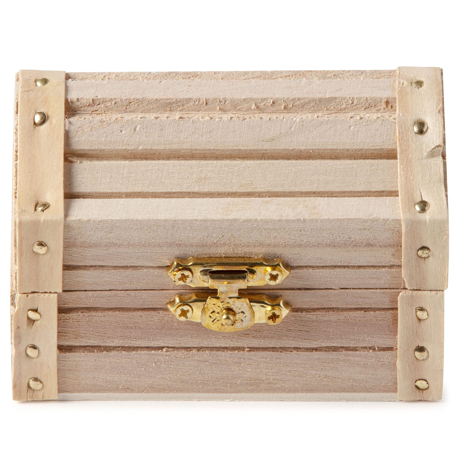 3.5” Unfinished Wood Treasure Chest by Make Market - Ready-to-Decorate Wood Box for Trinkets, Coins, Valuables - Bulk 12 Pack Make Market