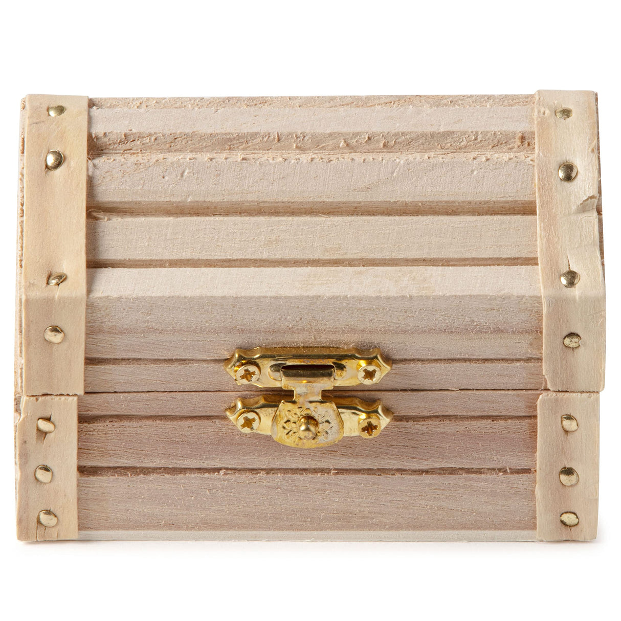 3.5” Unfinished Wood Treasure Chest by Make Market - Ready-to-Decorate Wood Box for Trinkets, Coins, Valuables - Bulk 12 Pack Make Market