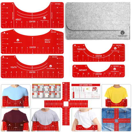 Tshirt Ruler Guide for Vinyl Alignment - T Shirt Ruler Guide for Heat Press, Shirt Measurement Tool for Heat Press, T-Shirt Ruler Centering Guide Good Life Ideas