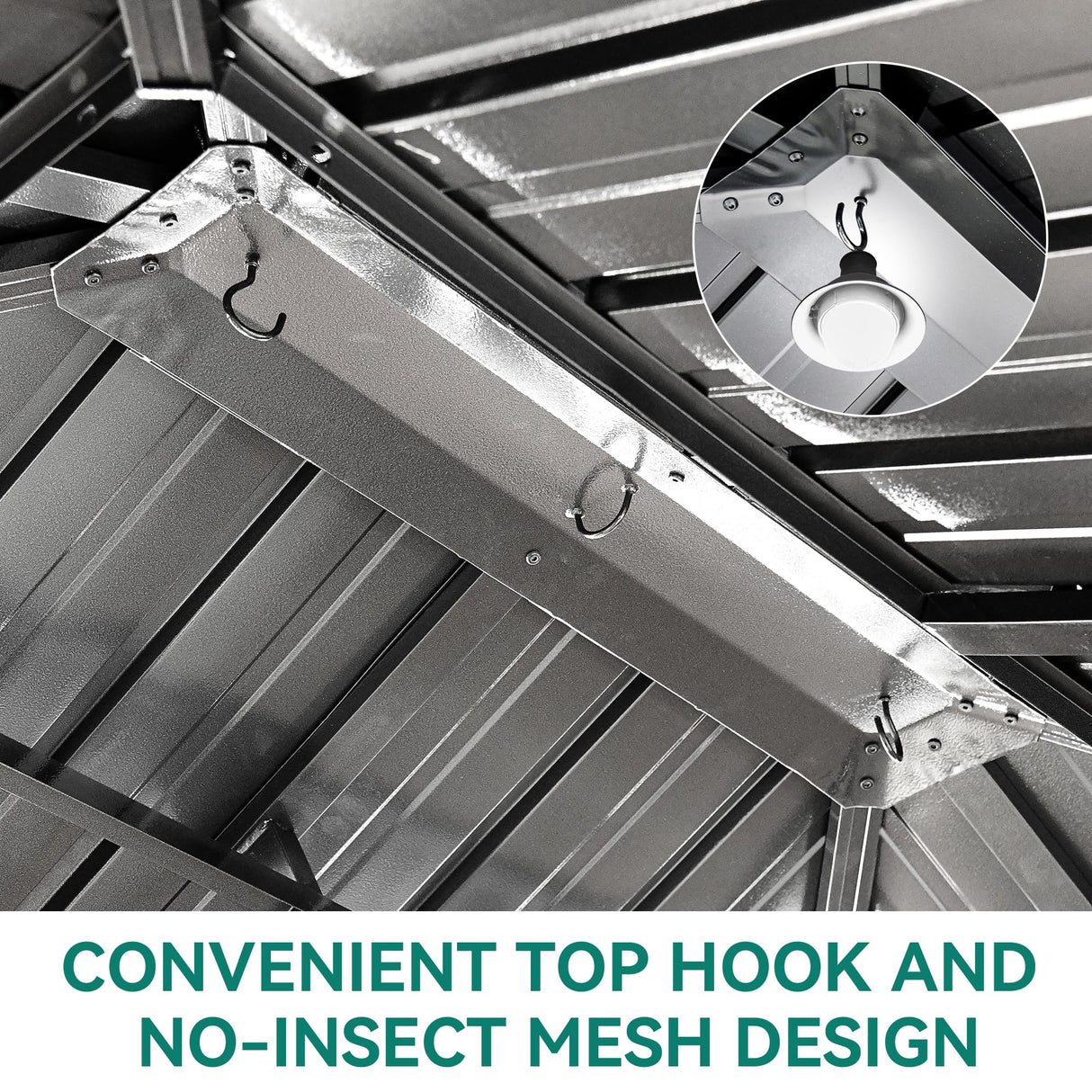 YITAHOME 10x12ft Gazebo Double Roof Hardtop with Nettings and Curtains, Heavy Duty Galvanized Steel Outdoor Vertical Stripes Roof for Patio, YITAHOME