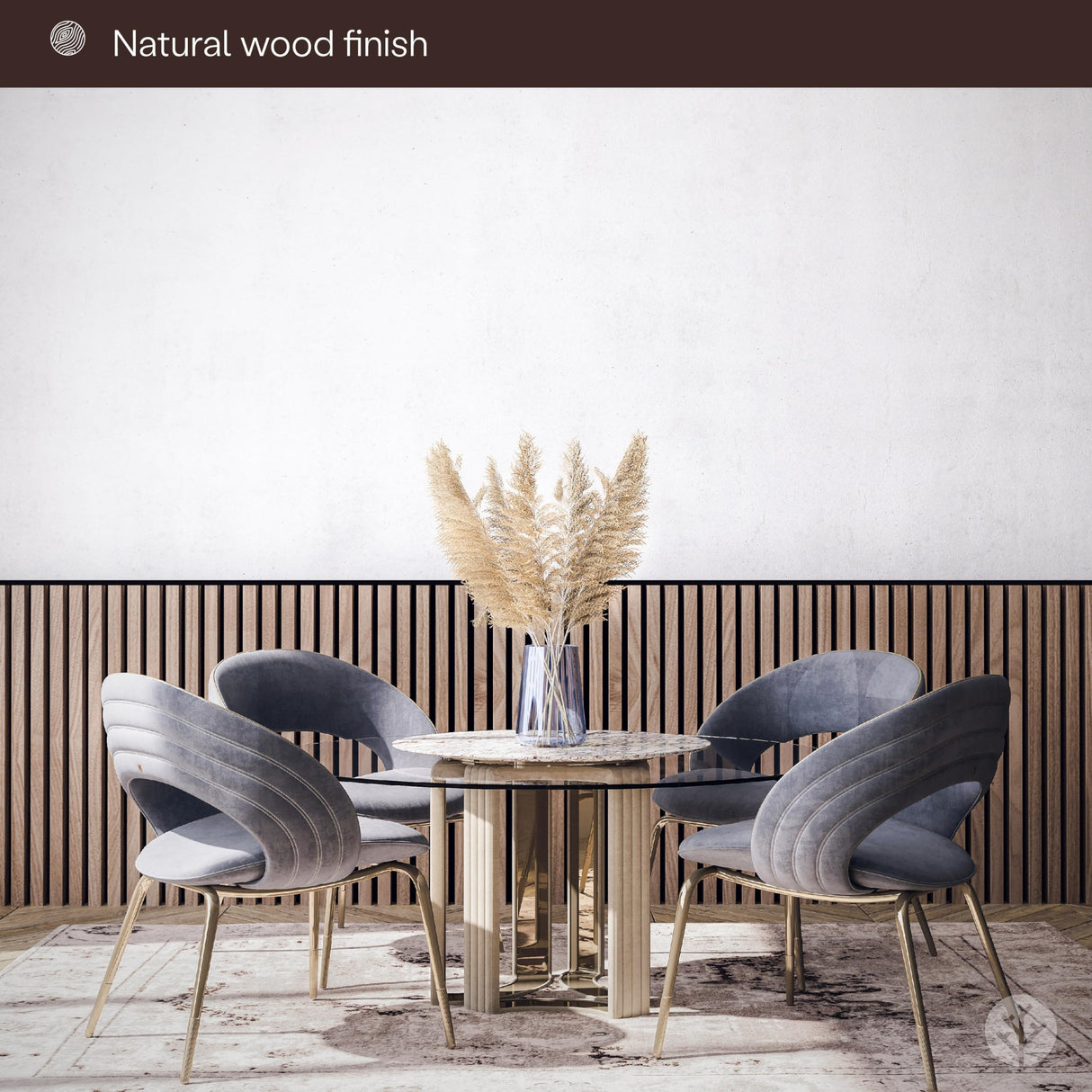 SLATPANEL Two Acoustic Wood Wall Veneer Slat Panels - Walnut | 47.24” x 12.6” Each | Soundproof Paneling | Wall Panels for Interior Wall Decor | Slatpanel